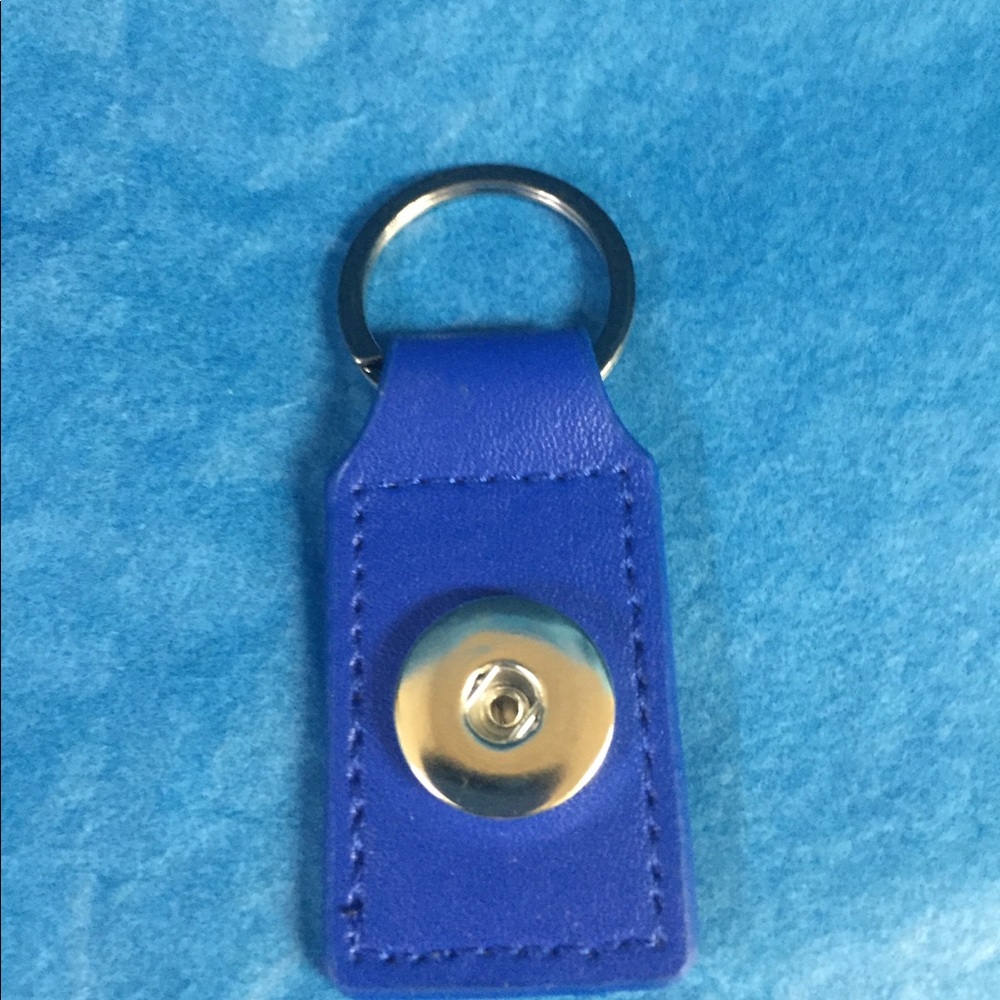 Royal Blue leather snap button keychain